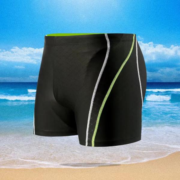 Quick Drying Mens Training Swim Trunks Anti Embarrassment Boxer Male Swimsuits