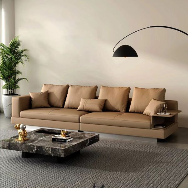 Sectional Customized Size Sofa Set Featuring Genuine Soft Luxury Leather Curved C Shaped Design 5 8 Seater