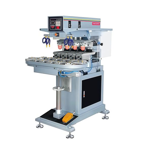 High Efficiency Rotary Belt 4 Color Semi Automatic Pad Printer Machine