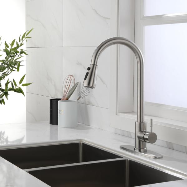 Hotel SUS 304 Brushed Black Pull Out Hot And Cold Water Bathroom Kitchen Sink Mixer Faucets