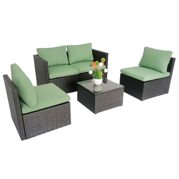 Mini Size Cheap Price Metal Frames High Quality Wicker Garden Furniture Set of 5 Sofas