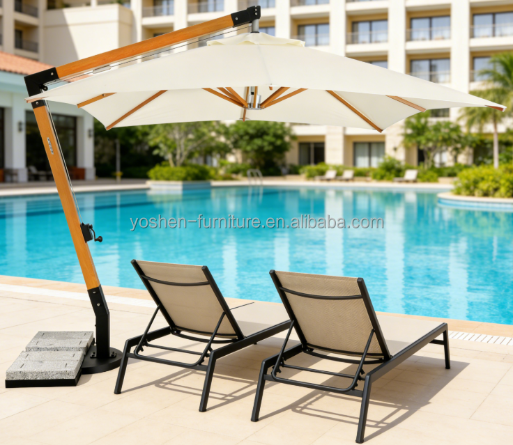 Commercial Cantilever Umbrella with Heavy Duty Windproof Aluminum Frame for Hotel Patio Outdoor Use
