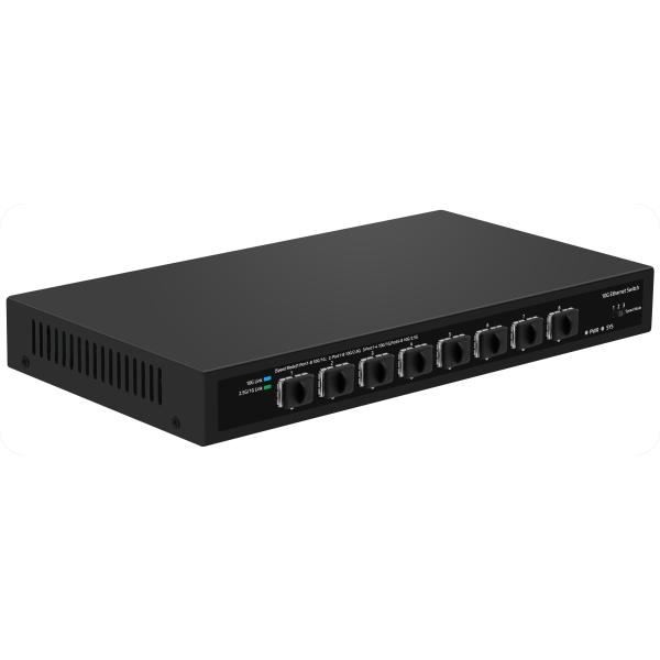 8 Port 10G Fiber Switch 1G 2.5G Compliant Unmanaged DC12V Input Realtek Based
