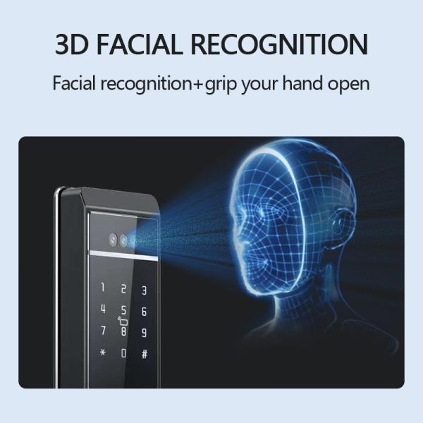 Serrure numérique Qleung S810Max avec carte, code, mot de passe, application, reconnaissance faciale, empreinte digitale et paume pour maison et appartement