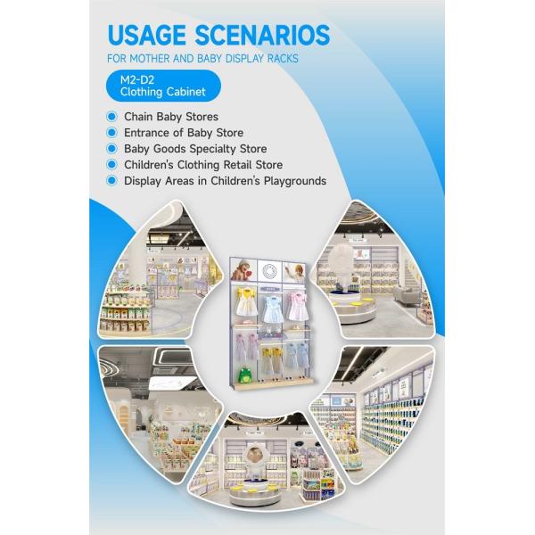 M2-D2 Muebles de ropa para niños gabinete de la tienda de venta al por menor con 5MM Andy tablero de pintura y estanterías ajustables