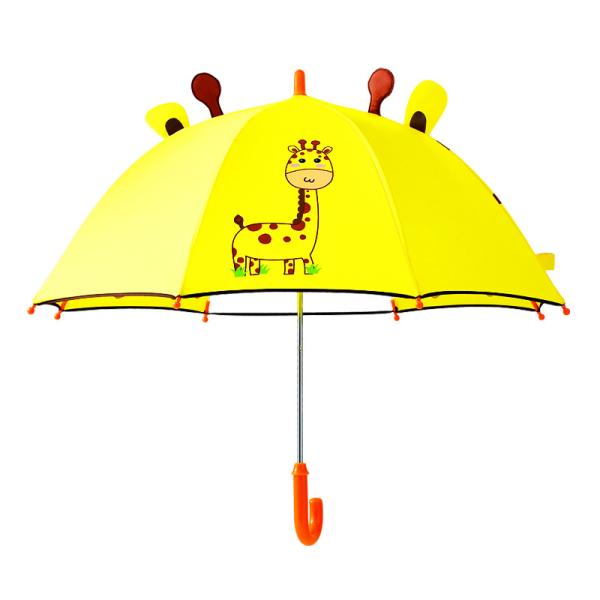 Fiberglass Ribs Children Umbrella with Adorable Cartoon Ears and Transparency Design
