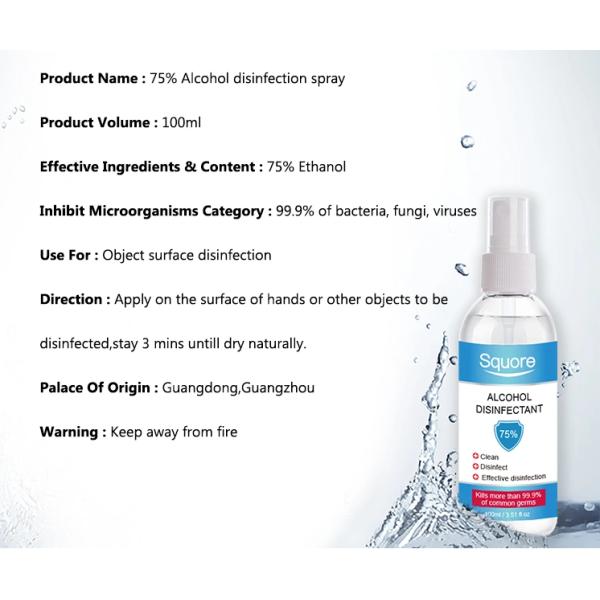 Обеззараживание алкоголя Вашлесс 75% брызг дезинфектанта алкоголя домочадца устранимое