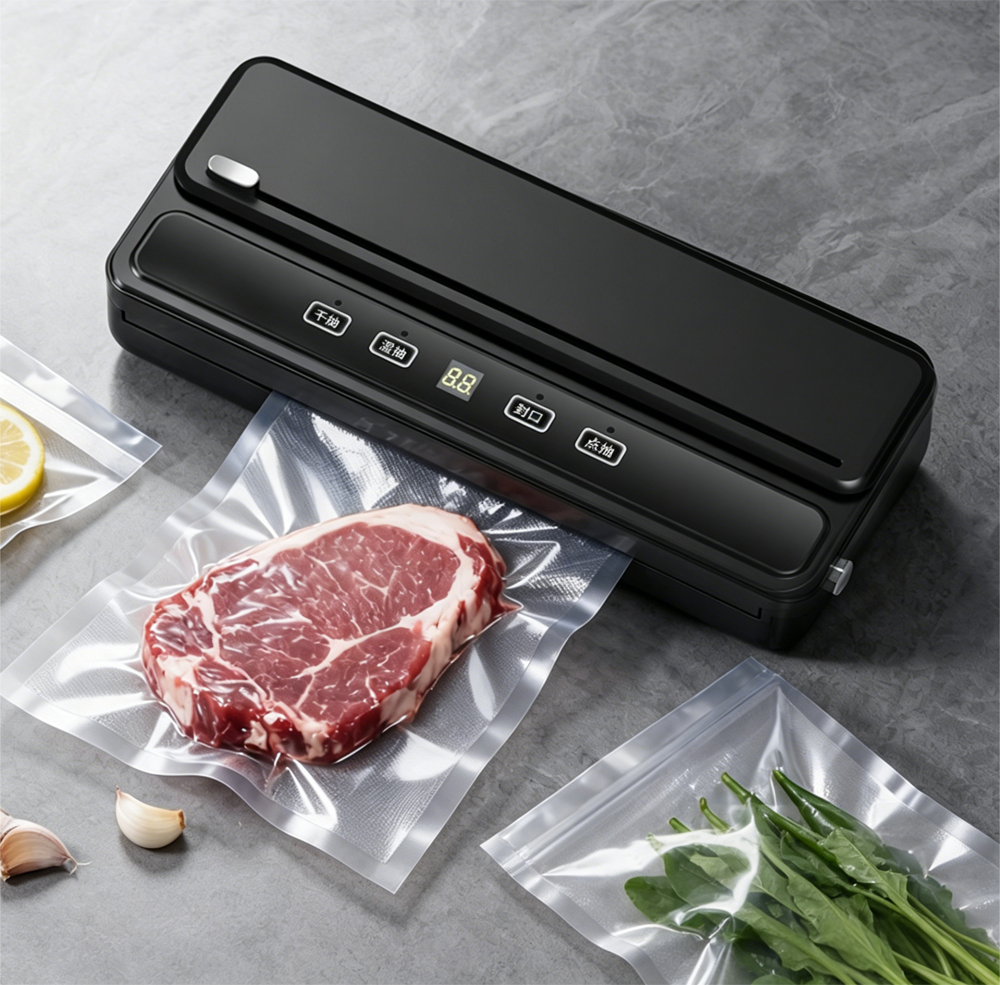 Compact Vacuum Sealer Machine 200W Strong Suction Dry / Wet Mode Built In Cutter