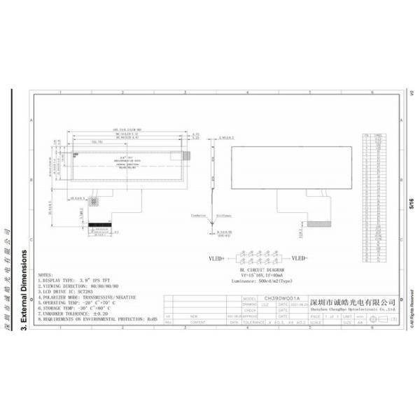 Тип полоски HD TFT дисплей 480x128 IPS Все углы просмотра RGB интерфейс