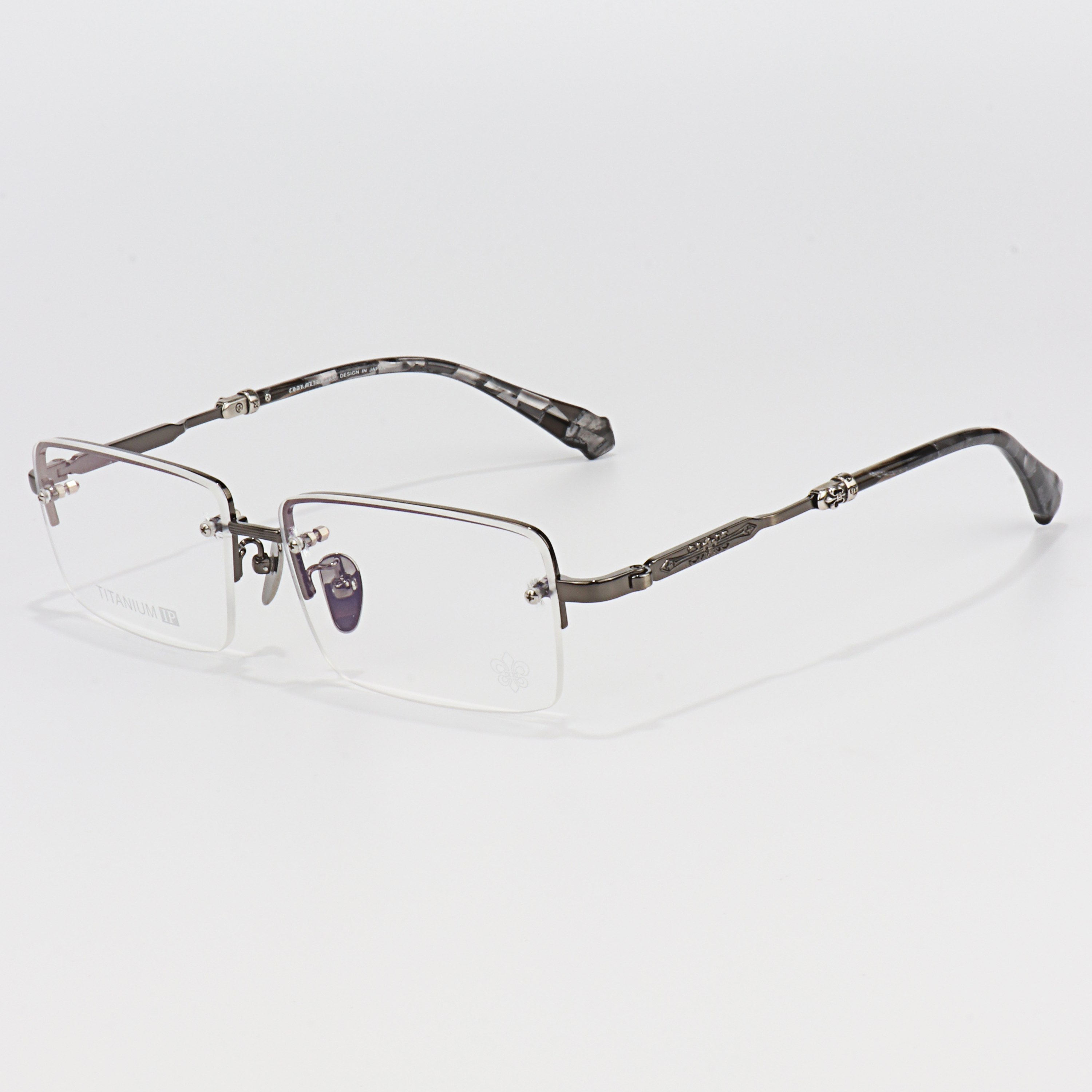 New Read Half Frame Square Black Silver Color Optical Prescription Luxury Brand Fashion Light Custom logo Glasses Eyewear Frames