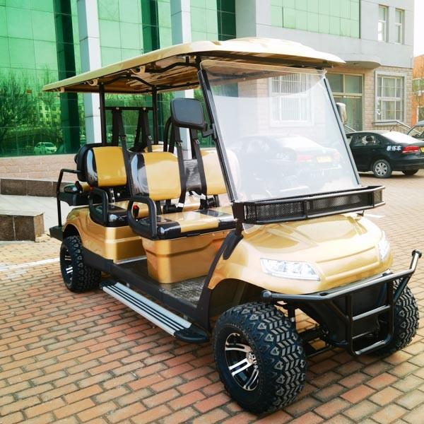 530Kg Golden Luxury Electric 6 Seater Golf Cart Manufacturers With 3.5kw Motor