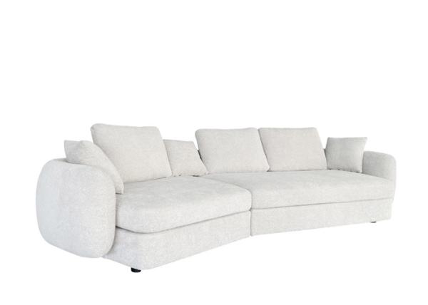 Bracket Throw Pillows Beige Fabric Sectional Premium Fiber Fabric Modular Couch