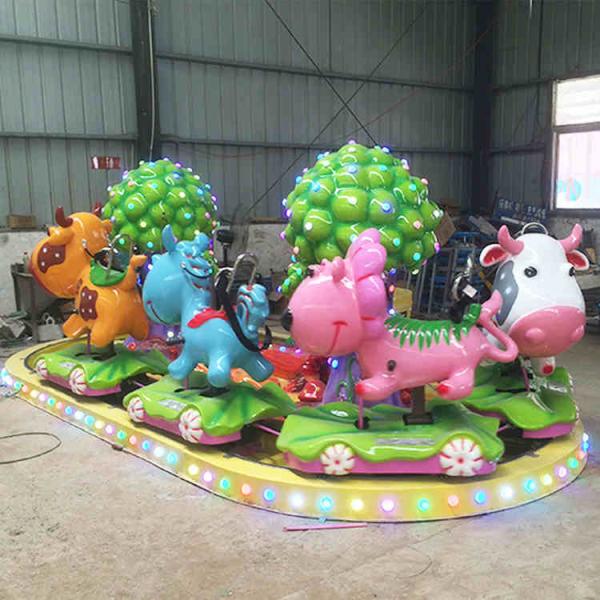 Kids Funny Amusement Park Rides 4 Cute Calves FRP Decorative Trees
