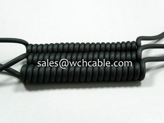 3 Cores UL Approval Spiral Cable PUR Jacketed Rated 80℃ 300V