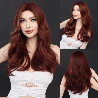 Fashion Long Body Wave Hair Auburn Synthetic Wigs For Women
