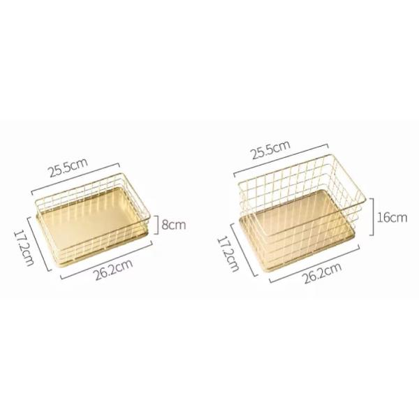 Dresser And Cosmetics Metal Mesh Basket Golden Base