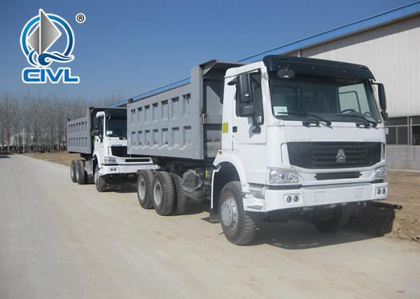 10 Tires howo New Heavy Duty Dump Truck 336hp 6x4 Rhd 30 Ton White / Red / Green color