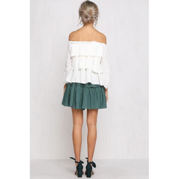 Womens Tops Blouses 2018 Off Shoulder Ruffle Top In White