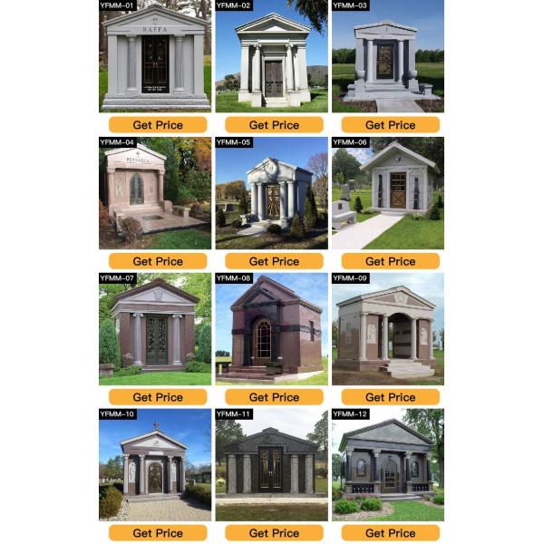 Outdoor Large Luxurious American Big Size Granite Family Mausoleum with Bronze Horse Statue