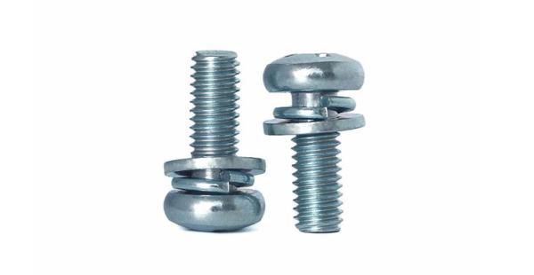 Zinc Plated Steel Pan Head SEMS Screws Pan Head Screws With Flat Washer And Spring Washer
