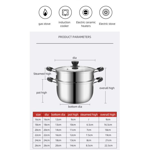Wholesale TOP Seller Cookware Silver Cooker Soup Pots Round Steamer Cooker Steam Cooking Pot For Kitchen