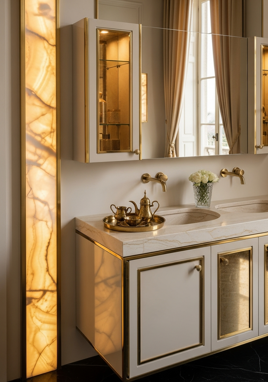 Golden Mirage Vanity Cabinet in 304 Stainless Steel
