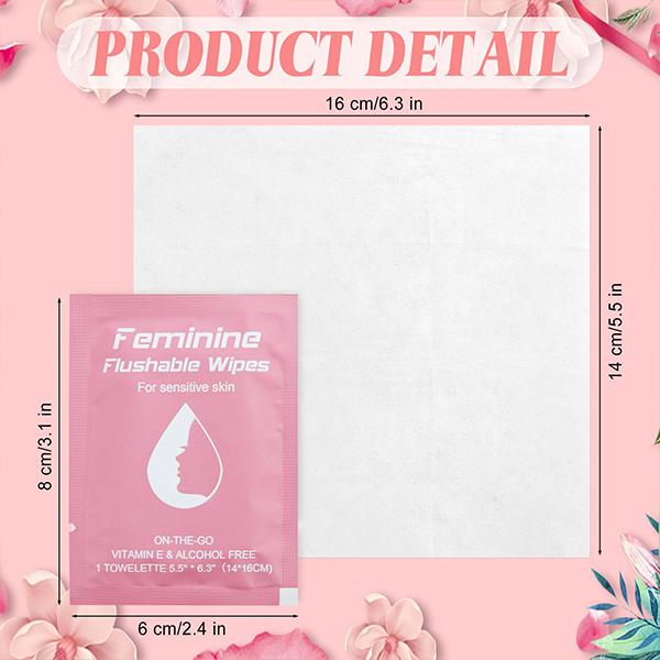 Chinese wet wipes factory 14*16cm Individual Packaging Scented Chamomile Feminine Flushable Wipes