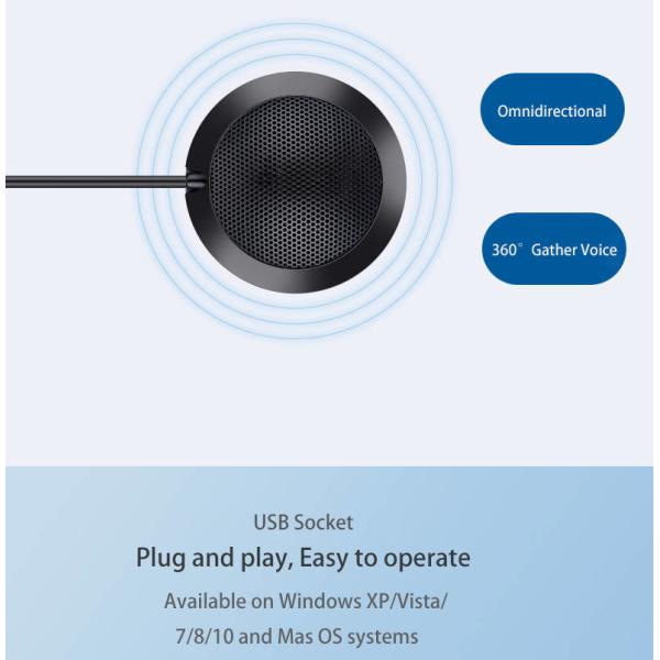 Desktop Omnidirectional Microphone High sensitivity Mic pluy and play clearly pick up