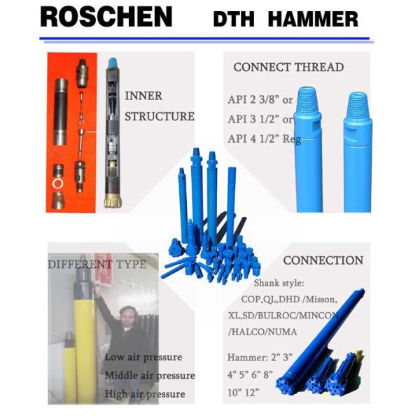 High Air Pressure Without Foot Vlave DTH Drill Hammer Ql60A For Down Hole Hammer Drilling