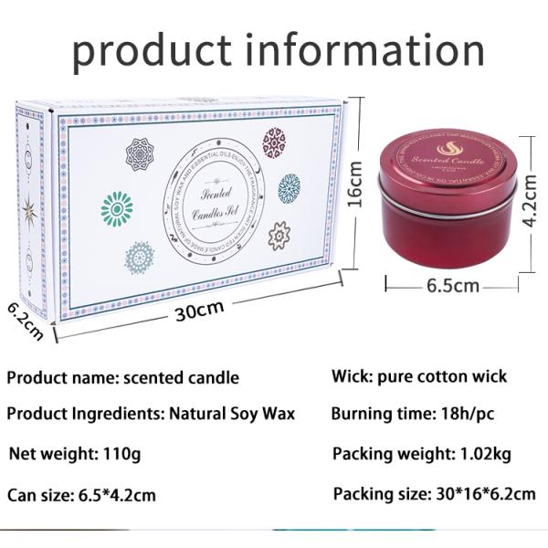 Aroma Candle Soy Handmade Candles Scented Candle Colorful Tin Jars Gift Set