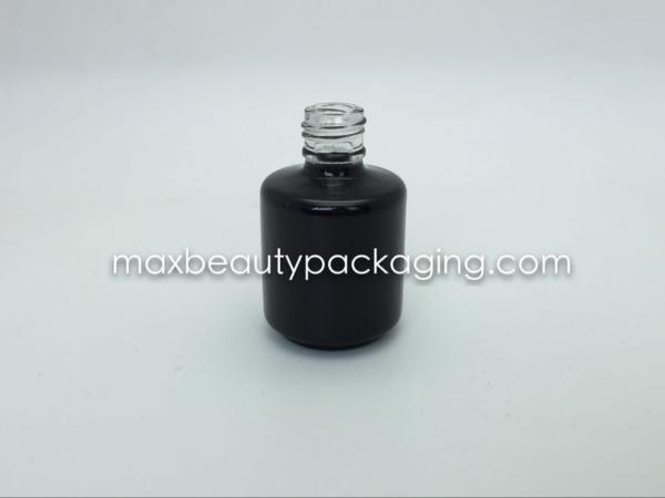 hot sale thick and strong powder coating gel bottle 15ml shiny black round shape gel polish bottle nail polish packaging