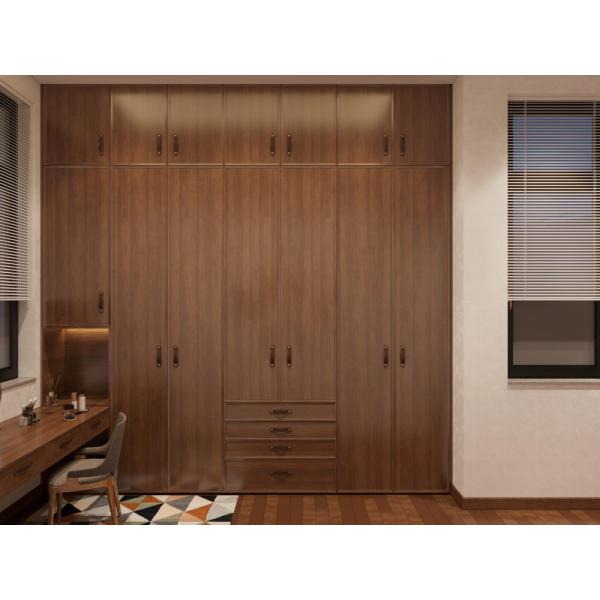 Moderno elegante acero inoxidable caminar en el armario efecto de madera de polvo de revestimiento