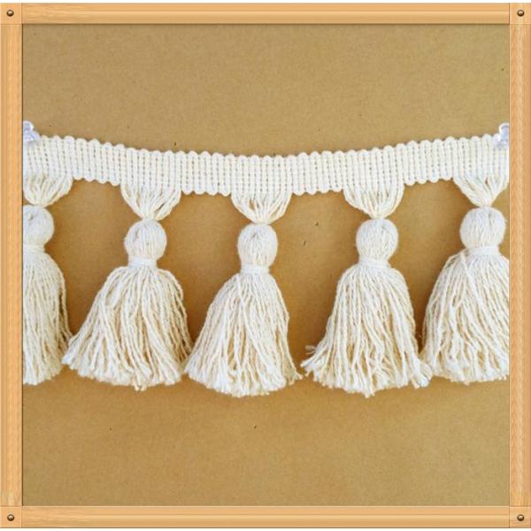 Handmade OEM cotton pompom lace trimmings tassels fringes for curtain decoration