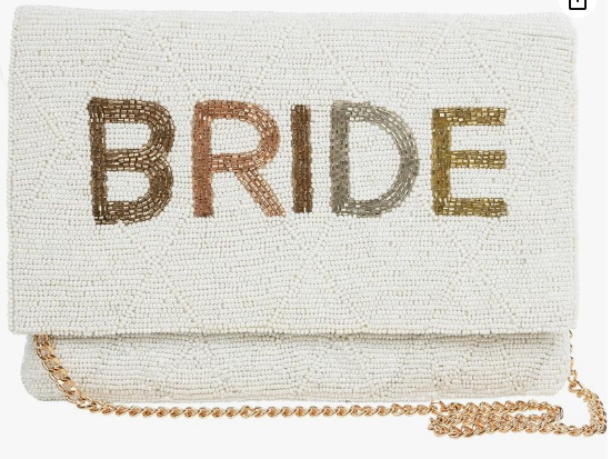 BRIDE Beaded Clutch Purse Bridal Evening Party Bag with Chain | Wedding Day Accessory, Bachelorette Party, Engagement Gift, Bridal Shower,Beadwork, Keepsake Purse, Elegant Style