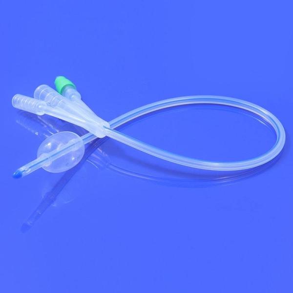 Sterile Triple-Lumen Silicone Catheter with Hydrophilic Coating