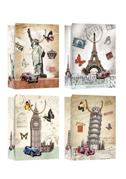Country Symbols Patter Design gift paper bags for tourist gift shops