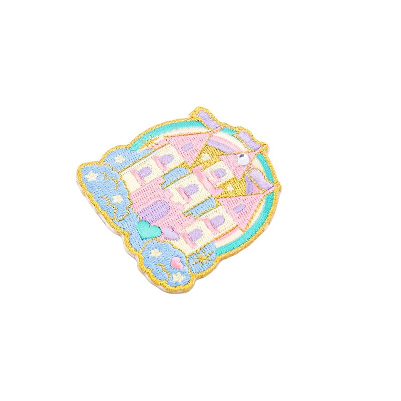 Embroidered  Colored Castle Patch With Rhinestone Patch Iron on Patches for  Hats Clothing