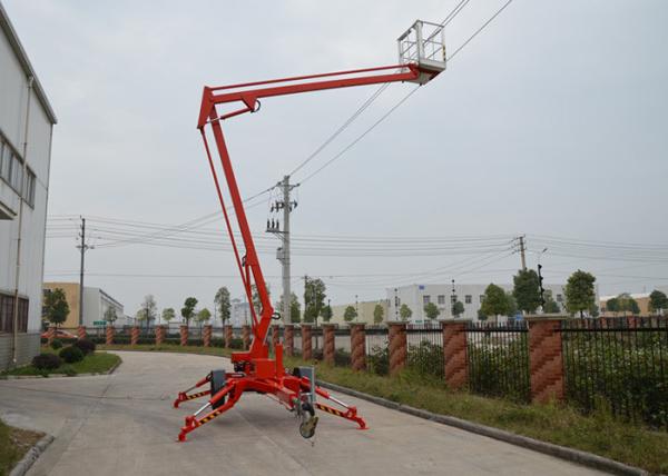 10m Max Platform Height Towable Boom Lift with Hydraulic Outriggers and Outrigger Interlocks