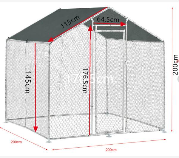 Chicken Run Walk In Pet Cage Chicken Coop 10 Sizes Galvanised Metal Walk in Chicken Cage with White Color PE Cover