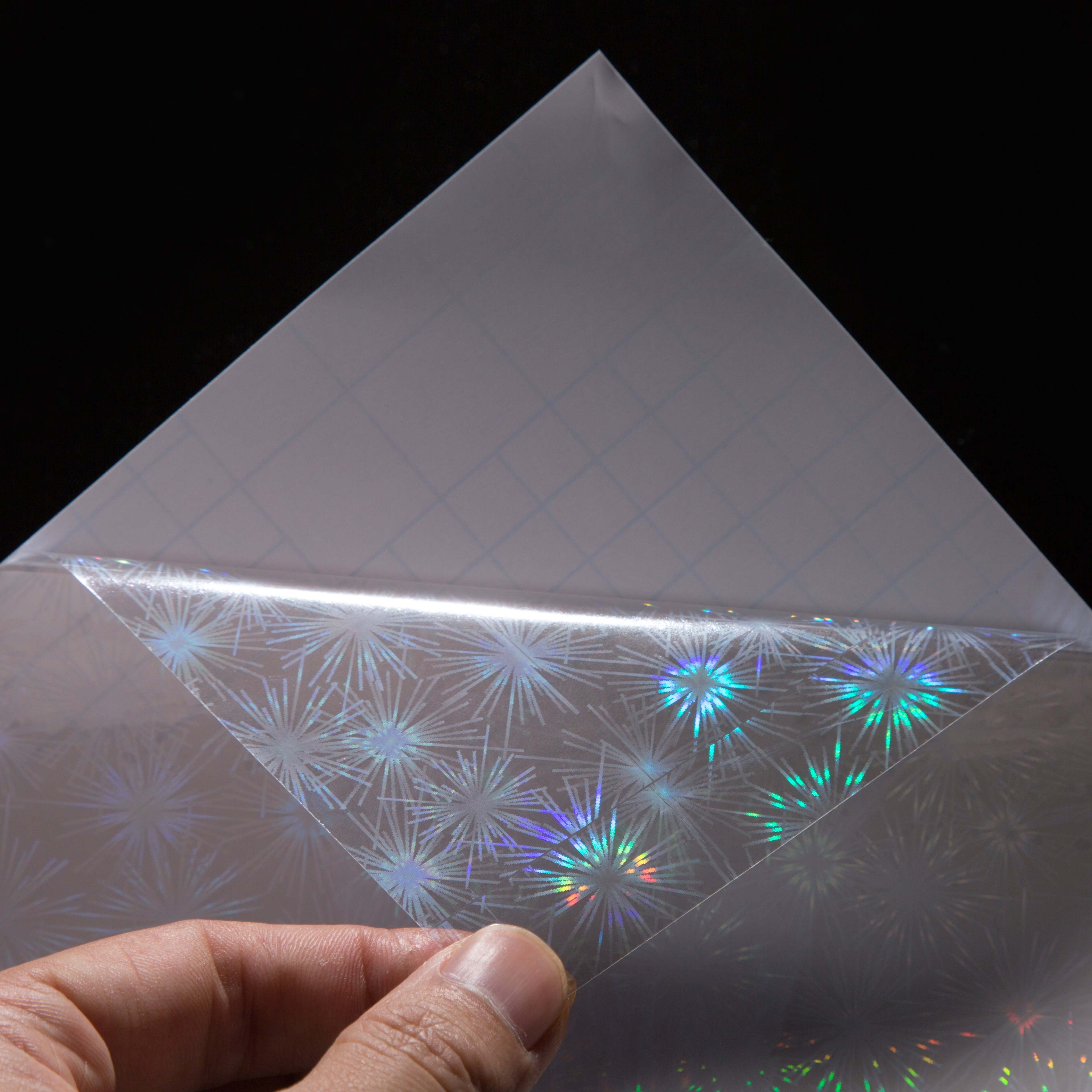 A4 Roll Self Adhesive Holographic Firework Cold Lamination Film for Party Gift Packaging