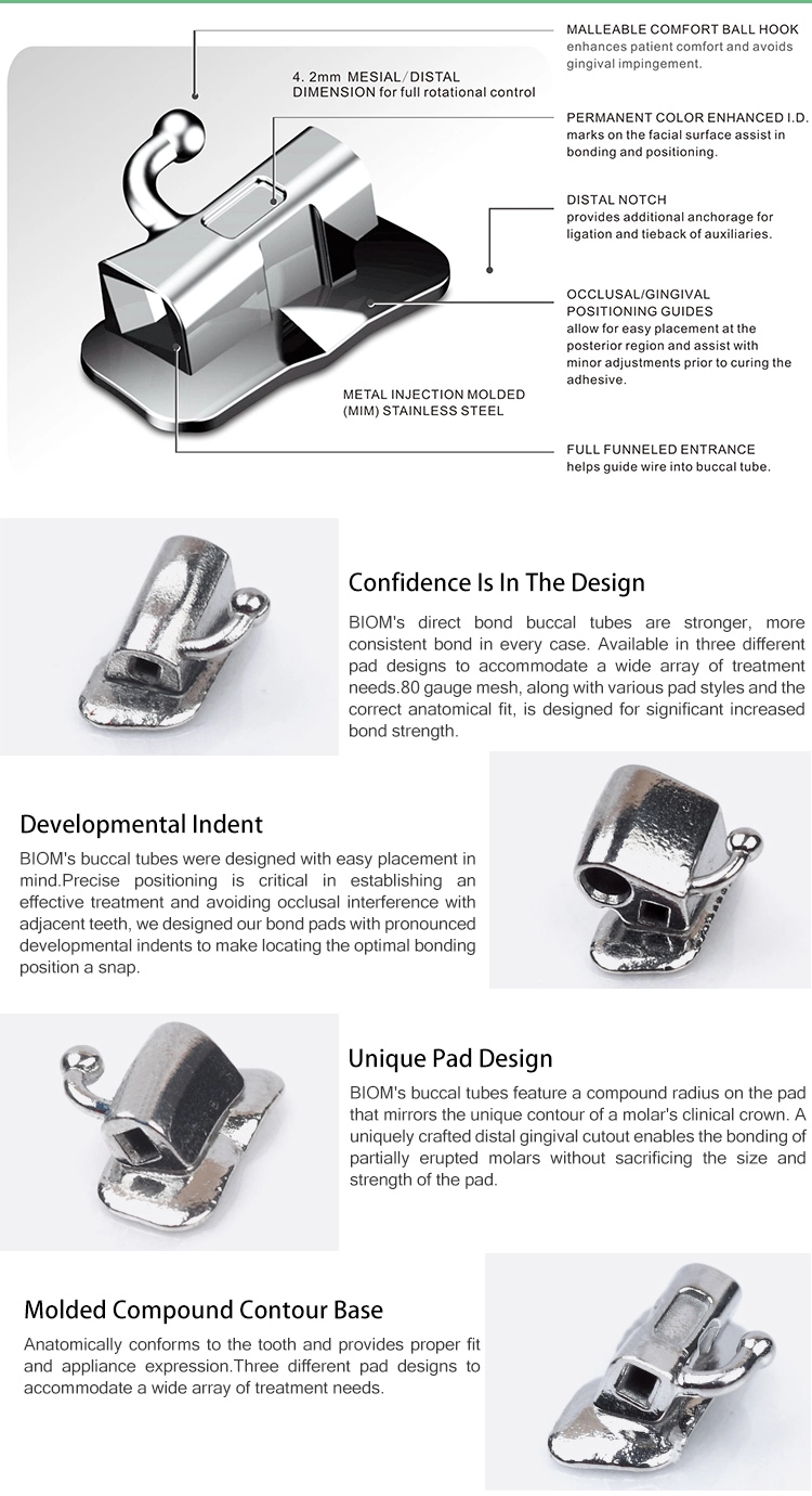 Edgewise Roth MBT 022 Bondable Convertible Buccal Tube Ortho Single Bonding 0.022