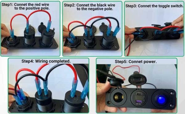 Cargador de encendedor de coche USB PD QC3.0 54W resistente al agua, pantalla táctil, 145g