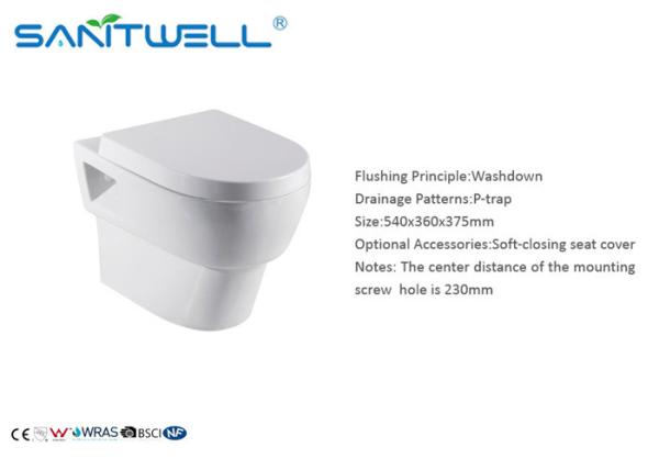 Bathroom Sanitary Wall Mounted WC Bowl Ceramic Ware Wall hung Toilet  Seat Cover