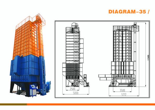 operação fácil da cor amarela e azul da capacidade de 35 toneladas da máquina do secador de grão 19.4kw