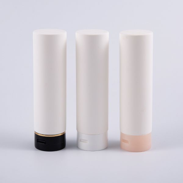 White Soft Touch Round Inverted 180ml PE Hair Conditioner Cleansing Bottle With Flip Top Cap