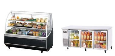 LED Lamp 380V Commercial Display Chiller Black Fan Cooling