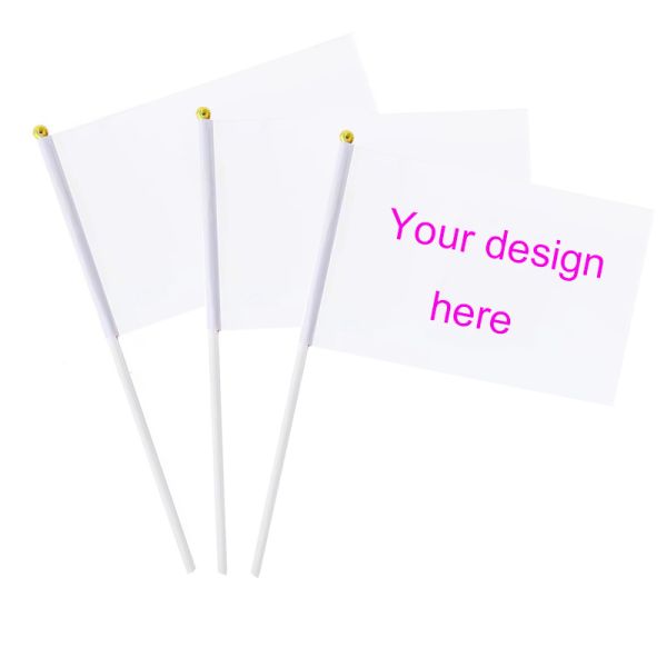 Custom Sublimated Flags Double Sided White Polyester Sublimation Hand Flag Blanks