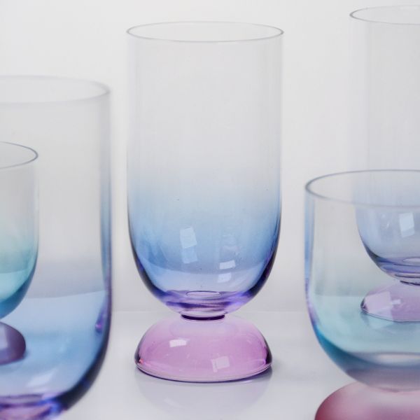 Handblown Crystal Wine Glass Goblet with Two-color Gradient and Frosted Base for 400ml Wine Cocktail & Home Decor