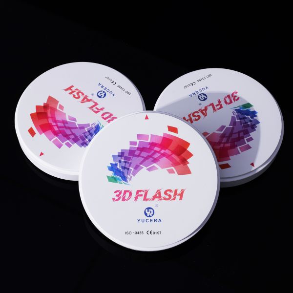 Yucera Multilayer Dental Zirconia Block with 700-1050MPa Bending Strength and 57%-46% Transmittance in 16 Color+Bleach for CAD CAM Milling
