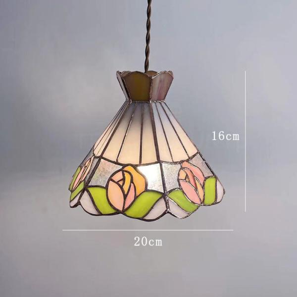 French Retro All Copper Glass Colorful Rose Pendant Light Hallway Dining Room Bar Lamp